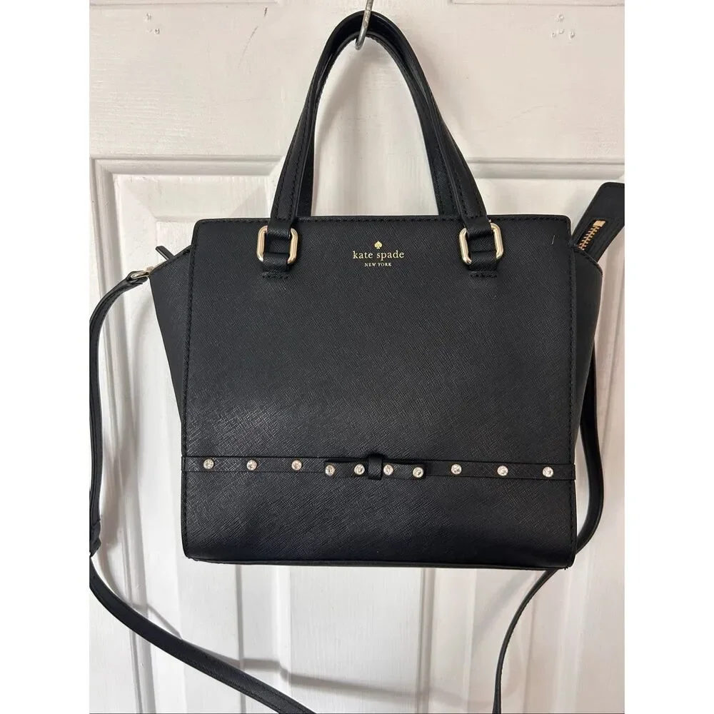 Kate Spade Laurel Way Jeweled Small Hadlee Black Satchel & Crossbody